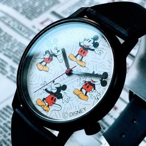 #2859【超可愛い！】 ディズニー ミッキーマウス クォーツ 腕時計 disney メンズ Mickey Mouse 動作良好 黒ベルト 3針 WOMEN