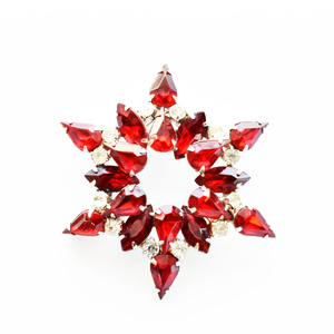 Vintage　1950′s red rhinestone　star　motif brooch