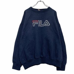 FILA ロゴ スウェット トレーナー XL ネイビー ホワイト フィラ ビッグサイズ 古着卸 アメリカ仕入 a603-5154