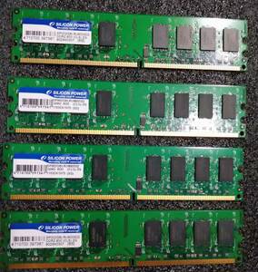 【中古】DDR2メモリ 8GB(2GB4枚組) シリコンパワー SP002GBLRU800S02 [DDR2-800 PC2-6400]