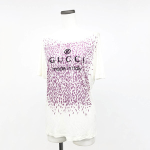 未使用品◆GUCCI グッチ 半袖Tシャツ サイズM◆278011-X6257 ホワイト/ピンク レディース トップス ロゴ