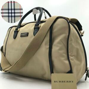 最高級/大容量●バーバリーゴルフ BURBERRY GOLF メンズ ビジネス A4可 ボストンバッグ ハンド トート ショルダー 2way レザー ベージュ