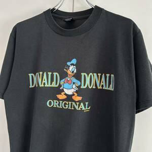 90s y2k Disney ディズニー ドナルドダック Tシャツ M-L程度 ブラック アート ムービー 古着 アーカイブ