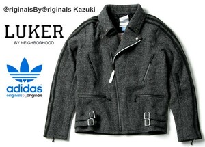 【国内正規品】 新品未使用 【ADIDAS x NEIGHBORHOOD LUKER】 O BY O 【倉石一樹 KZK】 ハリス ツイード ライダース ジャケット グレー XL