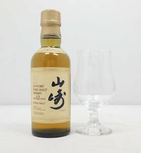 山崎 12年 ★ SUNTORY ピュアモルト ウイスキー 180ml ベビーボトル グラスセット 未開栓／現状出品