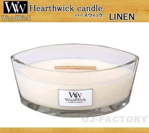 ★香りつき♪火を灯すと暖炉のようにパチパチ音がする♪カメヤマキャンドル/Lサイズ★Wood Wick Hearthwick candle/リネン