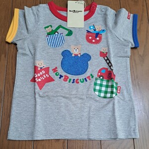 ⑥ 新品　80cm　定価4290円　ホットビスケッツ　半袖Tシャツ　半袖　Tシャツ　働く車　乗り物　グレー　ミキハウス　ふたご