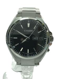 CITIZEN◆ATTESA/ソーラー腕時計/アナログ/ステンレス/BLK/H100-R014234