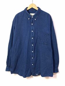 ■ 稀少色 旧タグ エディーバウアー インディゴ コットン ボタンダウンシャツ XLサイズ 青色 Eddie Bauer ビッグサイズ 厚手コットン ■