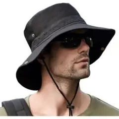 新品　サファリハット メンズ　メッシュ 帽子 つば広 日焼け 速乾性 軽量