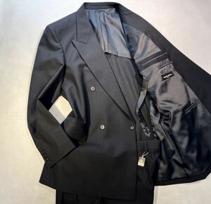 新品 超特価【サイズE6 2L相当★特大礼服】4Bダブルスーツ 喪服 ブラックフォーマル 背抜き ノーベンツ 2タック 冠婚葬祭 アジャスター