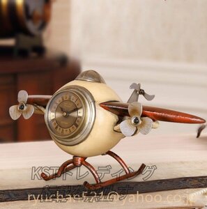 強くお勧め★アメリカ式 レトロな創意的なアメリカン式置き時計 欧風の アンティーク時計 置き時計　インテリア　飛行機型