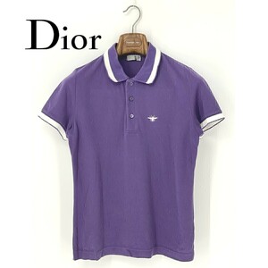 A8660/美品 春夏 Dior HOMME ディオールオム クリスヴァンアッシュ期 コットン 半袖 BEE ビー刺繍 Tシャツ ポロシャツ 44 S程 紫 メンズ