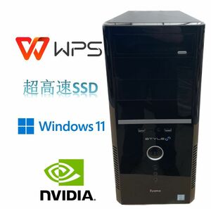 D631/ゲーミングデスクトップパソコン/iiyama/CPU i7-9700k/RAM 64GB/SSD250GB+3.5HDD 1TB/GTX1080Ti/WIN11Pro/Office WPS/DVD-RW