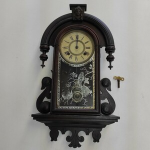 Y618-K32-4087 ANSONIA CLOCK 掛時計 アンソニア ゼンマイ式 振り子 ボンボン時計 アンティーク レトロ 全長/約58cm