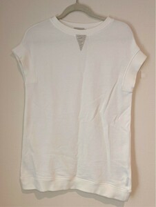 MONCLER モンクレール コットン Mフレンチスリーブ シャツ 長め丈 やや厚手 白 ロゴシャツ (0516)