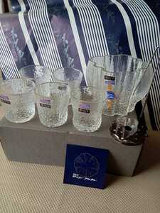 クラタクラフトグラス　クラタボヘミアンクリスタル　洋酒セット　ロックグラス５　アイスペール１