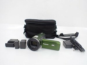 Panasonic 4K デジタルビデオカメラ HC-VX2M-G 2019年製 ACアダプター/充電器/バッテリー3個付き パナソニック グリーン △ 6E260-1