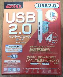 【中古】BUFFALO★USB2.0 インターフェースボード★IFC-PCI4U2V★対応OS：Windows