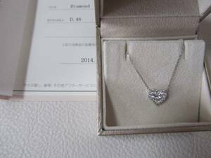 ポンテヴェキオ 大小19石のダイヤが綺麗に輝くハートネックレス 0.46ct K18WG製 18万《訳有USED