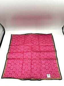 【箱　シール付き未使用品】Ungaro　ウンガロ スカーフ　ハンカチ　花　フラワー　レッドピンク系　コットン　42×42