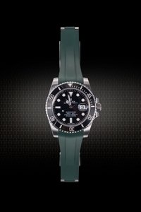 Rolex/ロレックス Submariner/サブマリーナー 116610、116613、114060適用 VAGENARI ラバー ストラップ/ベルト アーミーグリーン