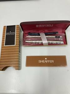 6528 SHEAFFER シェーファー ペン先 14K 585 14金 万年筆 ＆ボールペンセット ケース入り ゴールド系×シルバー系 