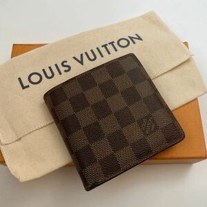 H833【美品】 LOUIS VUITTON ルイヴィトン N61675 ダミエ ポルトフォイユ マルコ 二つ折り 財布 ウォレット レディース メンズ