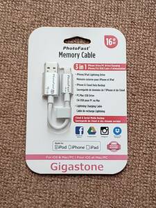 Gigastone×PhotoFast Lightningコネクタ対応充電ケーブル型フラッシュメモリー「MemoriesCable」16GB GJMC-216GP　未開封