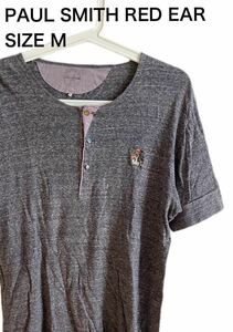 【送料無料】中古 PAUL SMITH RED EAR レッドイアー ヘンリー Tシャツ キノコ刺繍 グレー サイズM