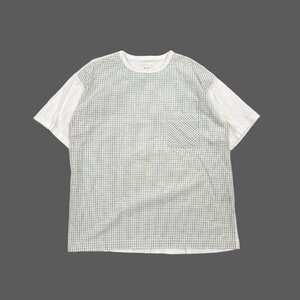 Karl Helmut カールヘルム チェック柄 切替デザイン 半袖 Tシャツ カットソー Lサイズ/ホワイト×グリーン系/メンズ ピンクハウス 日本製