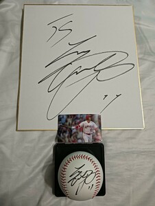 侍ジャパン ロサンゼルス・ドジャース 大谷翔平選手 直筆サインボール＋直筆サイン色紙 激レア 日本ハムファイターズ