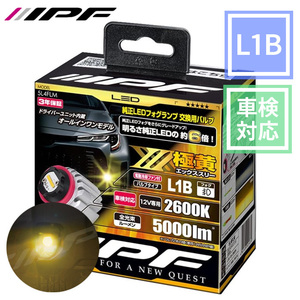 フォグランプ LED L1B 5000lm 2600K イエロー 黄色 12V用 2本入 車検対応 ドライバーユニット一体型 5L4FLM IPF