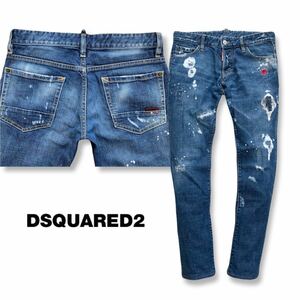 送料無料 DSQUARED2 ディースクエアード15SS SLIM JEAN ストレッチ スリム ダメージ リペア デニム ジーンズ テーパード 46ウエスト80