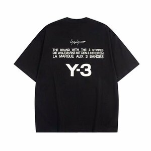 Y-3 YOHJI YAMAMOTO 半袖 Tシャツ ブラック カジュアル t-shirt 男女兼用 カットソー コットン ヨウジヤマモト Lサイズ