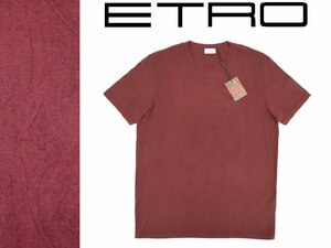 8万新品◆S◆【ETRO】エトロ◆イタリア製 ペイズリープリントTシャツ ボルドー 1円