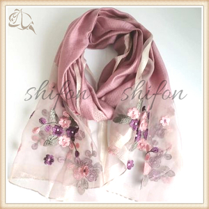 きれい色 桜 カラー フラワー 模様 シルクウール 大きめ ショール ストール パープル 花柄 レディース フォーマル 