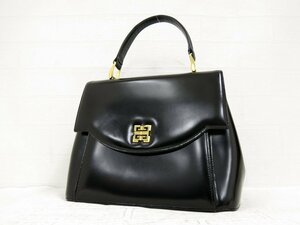 ◆美品◆GIVENCHY ジバンシィ◆カーフ レザー 本革◆ハンド バッグ◆ブラック ゴールド金具◆ヴィンテージ◆トップハンドル◆A4862