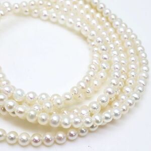 ＊本真珠2連ネックレス＊m 約26.8g 約57.0cm パール pearl necklace jewelry silver DB0/DB0