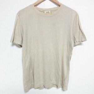 美品 HERMES エルメス 半袖 クルーネック Tシャツ カットソー L ベージュ ◆