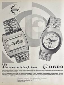 稀少・時計広告！1970年ラドー 時計広告/Rado Diastar/Manhattan/Watches/Swiss/宇宙/月面/K