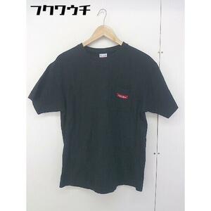 ◇ Champion REVERSE WEAVE X MILKFED 刺繍ロゴ バックプリント 半袖 Tシャツ カットソー サイズF ブラック レディース