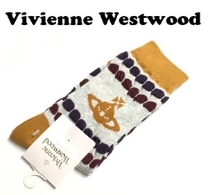 【Vivienne Westwood】(NO.2350）ヴィヴィアンウエストウッド ソックス　靴下　マスタードORB クルー丈　未使用　22.5-24.5cm
