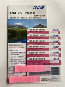 ANA株主優待券　最新6枚+グループ優待券一冊（ゆうパケットポストmini送料無料）