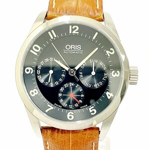 【1円スタート】ORIS オリス 7506 クラシック コンプリケーション SS×革ベルト ブラック文字盤 自動巻き メンズ腕時計 266680