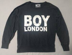 BOY LONDON XS シルバーロゴ ブラック スウェット トレーナー 長袖Tシャツ ロングスリーブ カットソー ボーイロンドン