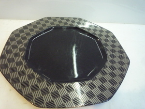 Nikko PERCEPTION china 2枚　ニッコー八角 プレート ブラック　黒 皿 23㎝ 