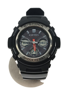 CASIO◆ソーラー腕時計・G-SHOCK/デジアナ/ラバー/BLK/BLK