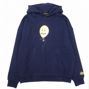 未使用品 ドリューハウス Joy Hoodie バルーン ロゴプリント パーカー 裏起毛 ジョイフーディー トレーナー プルオーバー L 紺 ネイビー