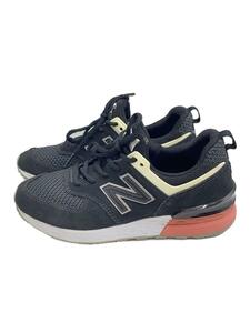 NEW BALANCE◆ローカットスニーカー/23.5cm/BLK/キャンバス/MS574STK